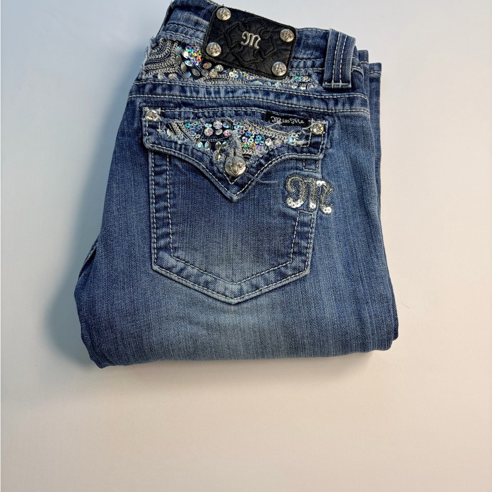 Miss Me Blue Jeans with Sparkling Accents